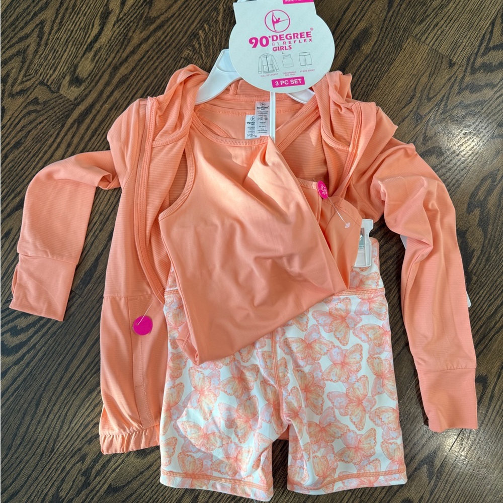 90 Degree By Reflex Girls 3 Piece Jacket/tank/shorts